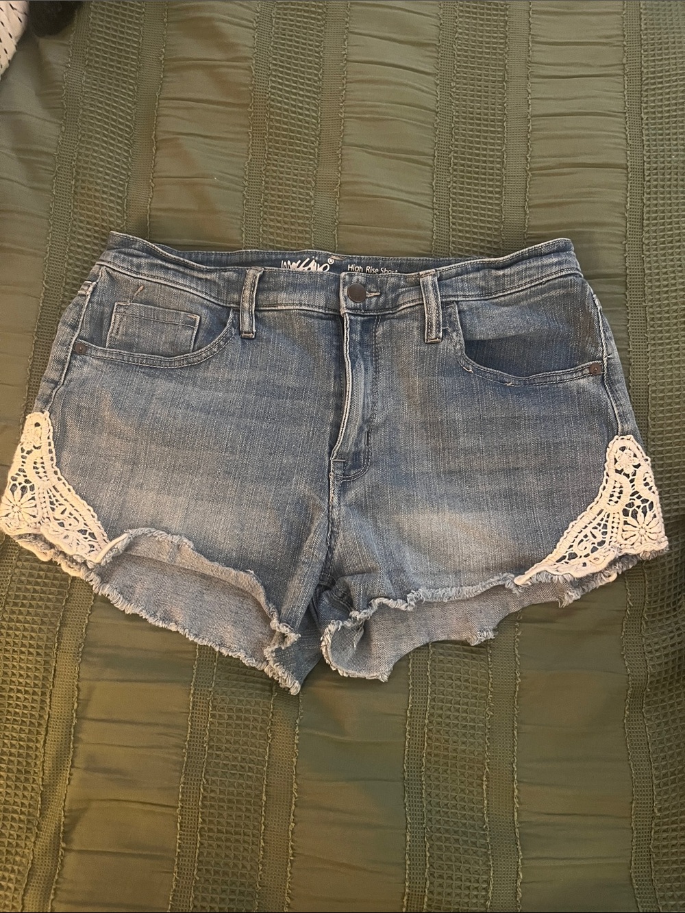 Mossimo Supply Co. Light Blue Denim Shorts with Cream Crochet Accents